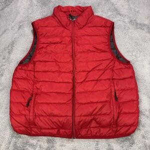 HAWKE & CO Down Puffer Vest Men L Red Quilted Nylon Down Lightweight Packable